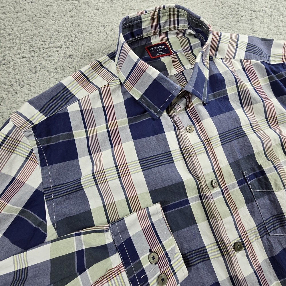 UNTUCKit Shirt Mens Large Rinaldi Multicolor Plaid Long Sleeve‎ Pocket Button Up